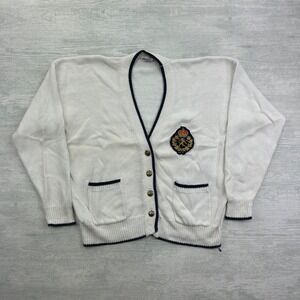 Vintage 90s Carriage Count Cardigan Sweater Size Large White Button Grandpa Boho